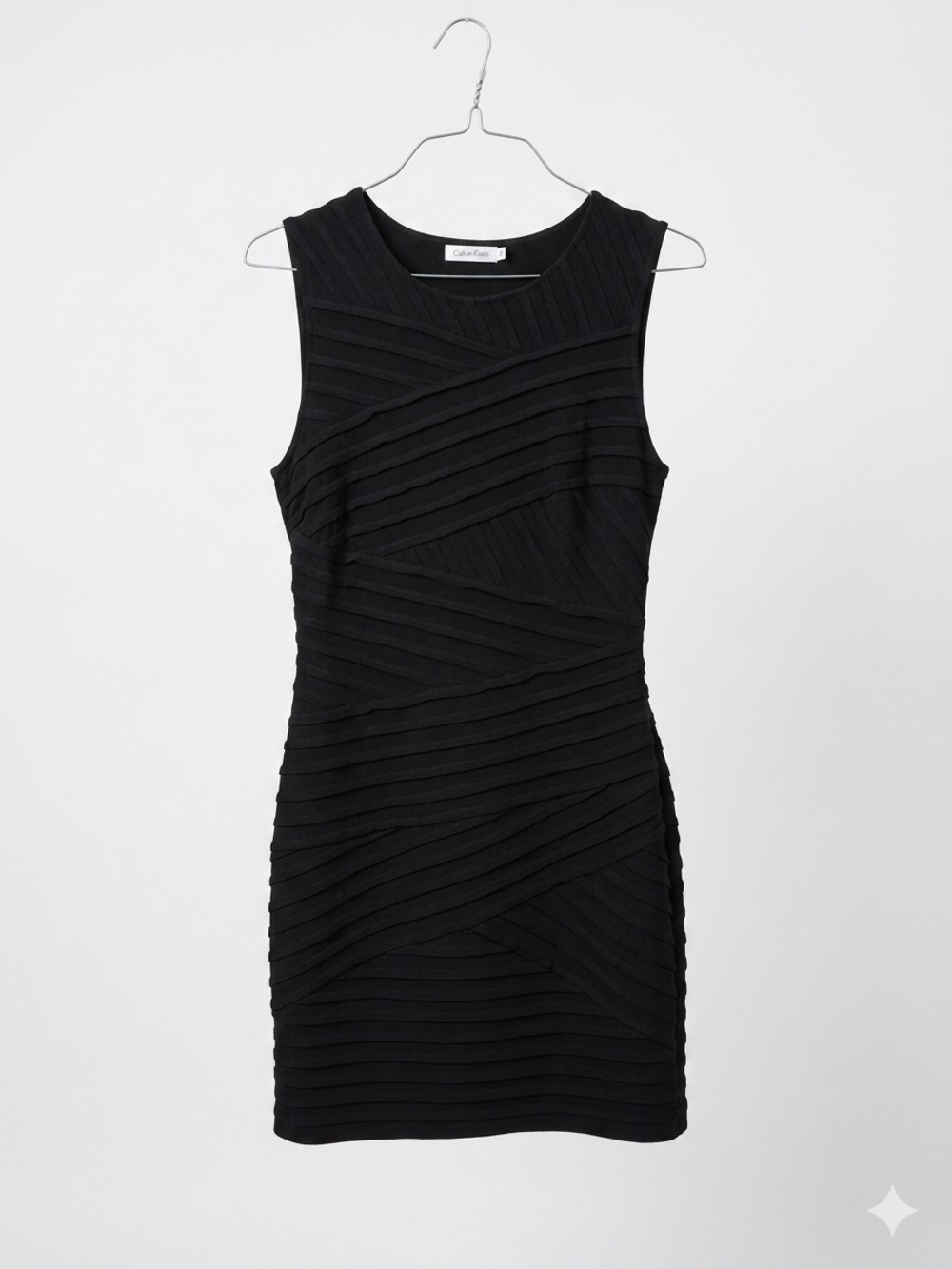 Calvin Klein Black Textured Sleeveless Mini Dress